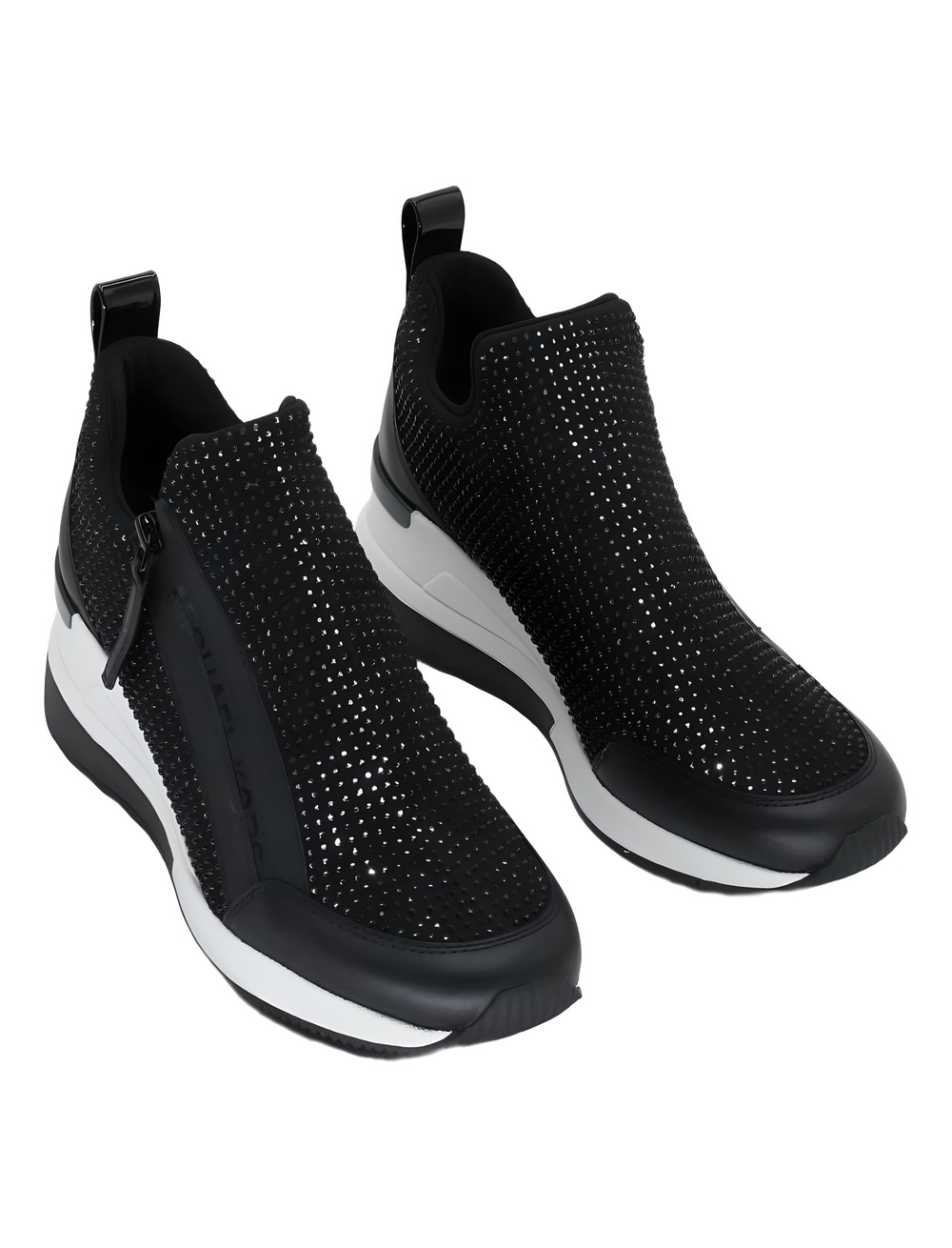 Michael Kors Willis Wedge Trainer Black Rhinestone Embellished Size 8.5M